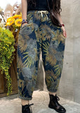 Plus Size Blue Cinched Print Patchwork denim Pants Spring NZ-LPTS220105