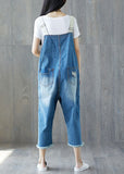 Plus Size Blue Patchwork pockets Jumpsuits Spring dylinoshop