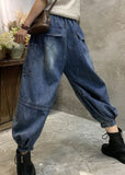 Plus Size Blue Pockets denim lantern Pants Spring NZ-LPTS220105