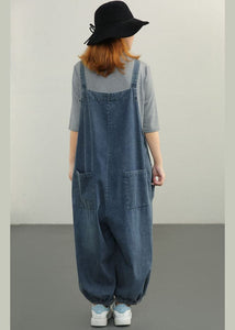 Plus Size Blue pockets Cotton denim Jumpsuit Spring GK-JPTS220228
