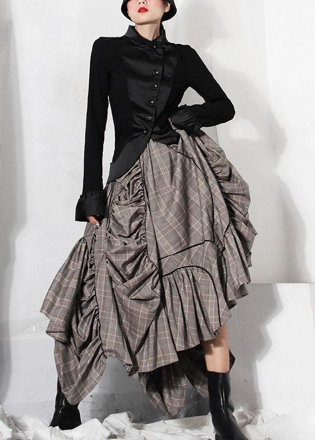 Plus Size Plaid Asymmetrical design Cinched Summer A Line Skirt CDM-SKTS310623