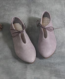 Purple Genuine Leather Boho Lace Up Loafer Shoes For Women PDX210712-220630