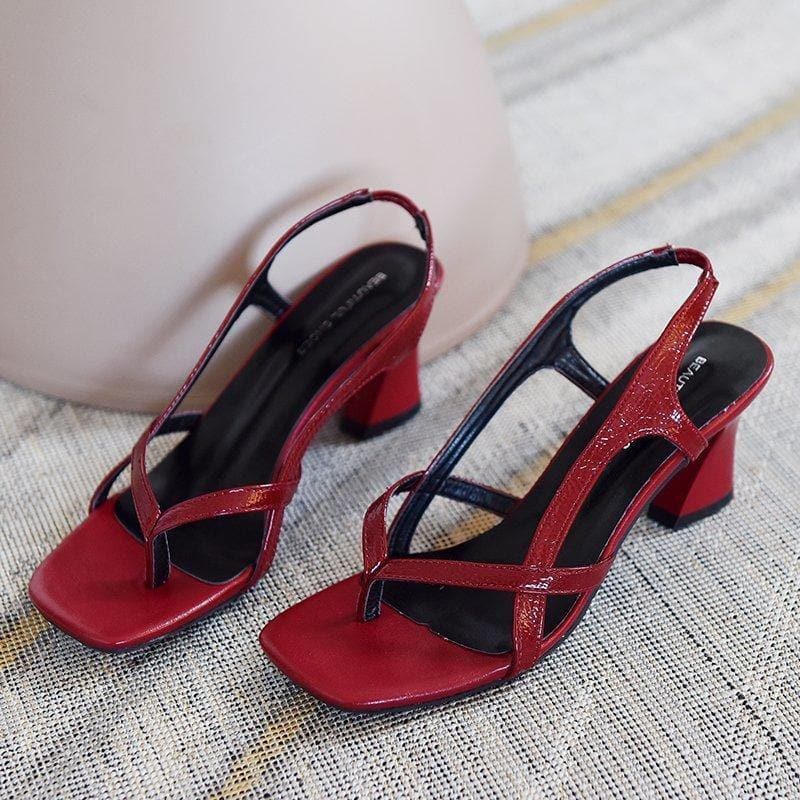 Red Sandals Peep Toe High Heel Sandals LX210723