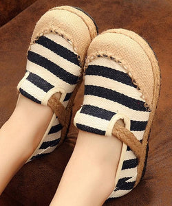 Red Striped Patchwork Flat Feet Shoes PDX210630-220630