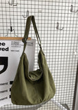 Retro Green Solid Canvas Satchel Handbag BGS211231