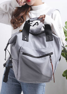 Retro Grey Solid Cotton Backpack Bag BGS211231
