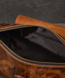 Retro Khaki Bucket Shape Paitings Calf Leather Messenger Bag ZP-BGS220816