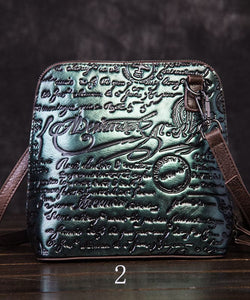 Retro Multicolour Letter Embossing Calf Leather Satchel Handbag ZP-BGS220816