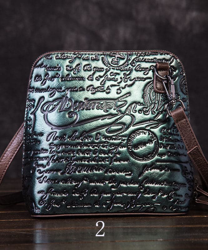 Retro Multicolour Letter Embossing Calf Leather Satchel Handbag ZP-BGS220816
