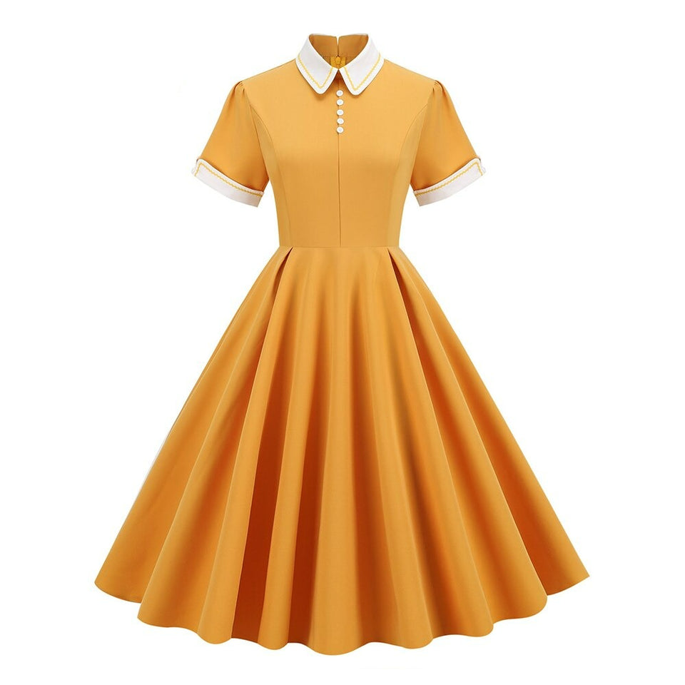 Women Retro Vintage Rockabilly Dress A Line Swing Dress dylinoshop