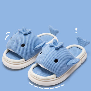 Whale Shaped Linen Slippers dylioshop