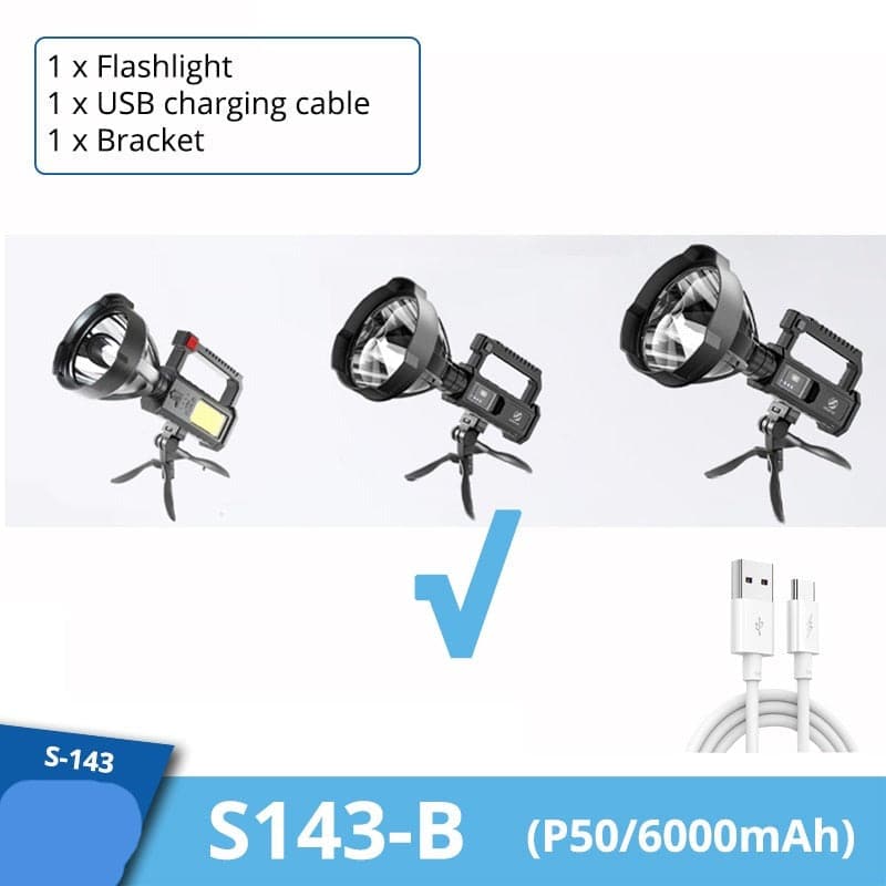 Rechargeable Handheld Spotlight Flashlight 90000 High Lumens dylinoshop