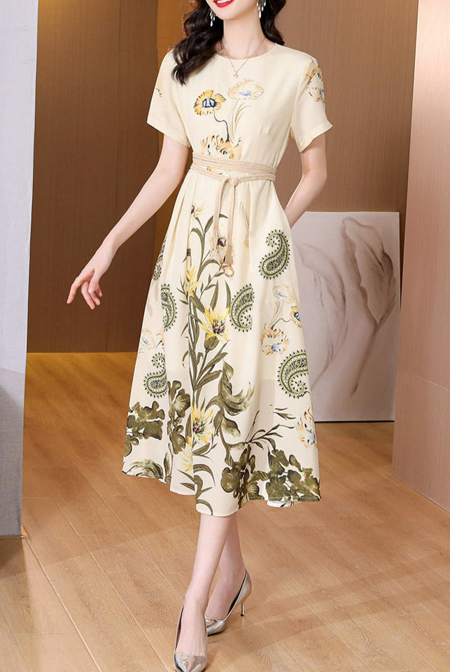 Women Runway French Slim Floral Vintage Elegant Casual Dress dylinoshop