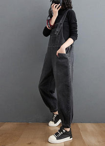 Simple Denim Black Casual Pants Unique Spring Jumpsuit Pants JPTS210124