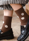 Simple Embroidery Print Cotton Mid Calf Socks dylinoshop