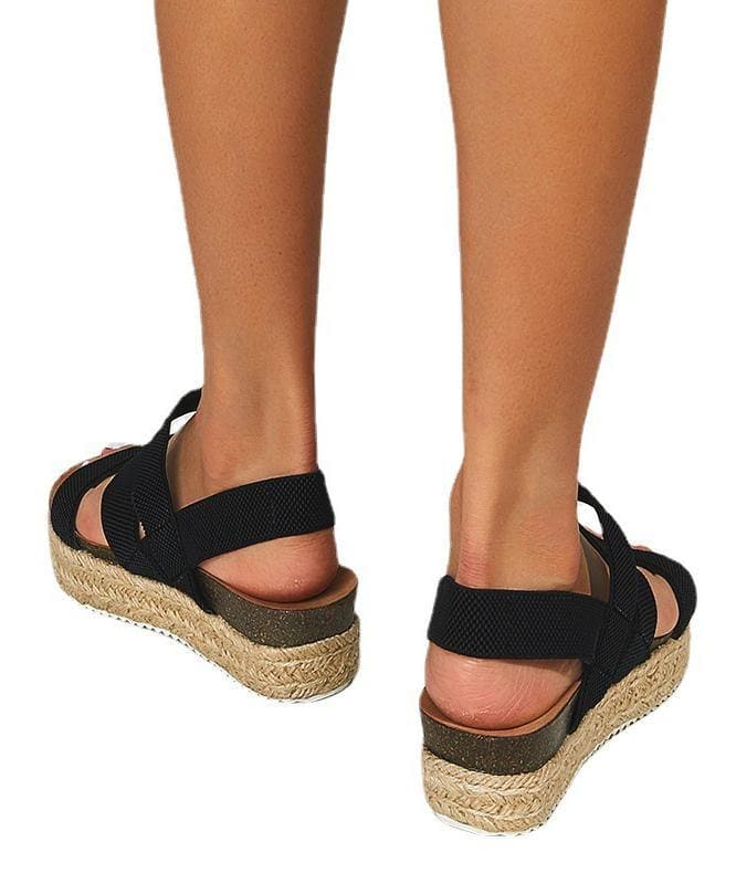 Simple Hiking Sandals Black Knit Fabric LX210609