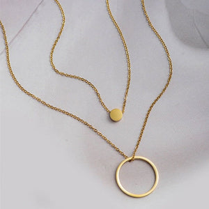 Stainless Steel Multilayer Necklaces Charm Jewelry Double Rounds SS0357 Touchy Style