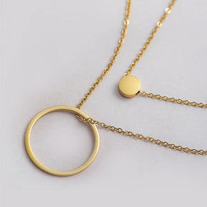 Stainless Steel Multilayer Necklaces Charm Jewelry Double Rounds SS0357 Touchy Style