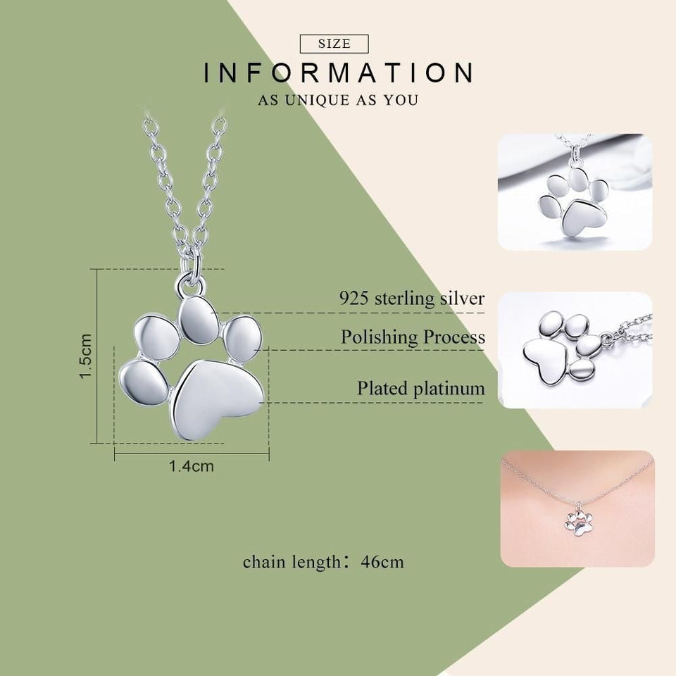 Sterling Silver Copper Jewelry Dog Cat Footprints Paw Necklaces Pendants Charm Jewelry Touchy Style