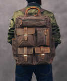 Style Army Green Pockets Cotton Backpack Bag ZP-BGS220816