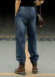 Style Blue Original Design Pockets Patchwork Cotton Denim Beam Pants Spring nz-LPTS220519