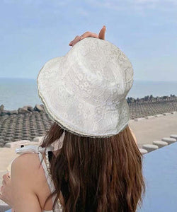 Stylish Black Solid Color Lace Floppy Sun Hat dylinoshop