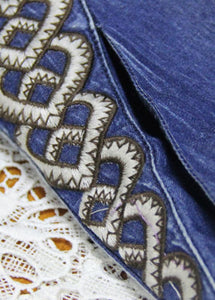 Stylish Blue wrinkled Embroideried Spaghetti Strap Cotton Denim Dresses Spring NZ-FDL220304