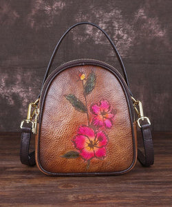 Stylish Brown Print Paitings Calf Leather Backpack Bag ZPBAG-BGS220209