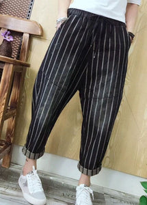 Stylish Casual elastic Waist Pockets Striped Fall Denim Pants GK-LPTS210910