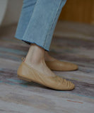 Stylish Khaki Pointed Toe Flats Shoes PDX210617