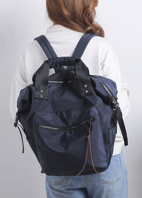 Stylish Navy Zipper Shoulder Bag Cotton Backpack Bag BGS211231