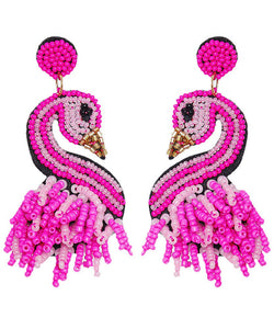 Stylish Rose Flamingo Acrylic Bead Drop Earrings Jew-EAR220805