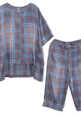 Summer retro plaid casual shirt denim two pieces WG-HTP190711