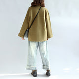 Tea green zippered woolen short coats oversize jackets cape coat CTS171028