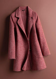 Unique rose plaid Fine tunics for women Neckline Notched pockets coat TCT200915