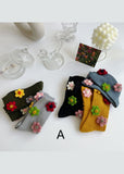 Vintage Floral Jacquard Cotton Crew Socks dylinoshop