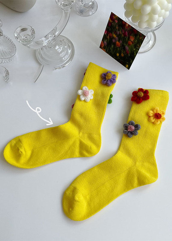 Vintage Floral Jacquard Cotton Crew Socks dylinoshop