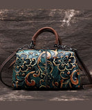 Vintage Green Embossing Paitings Calf Leather Tote Handbag BGS220210