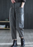 Vintage Grey High Waist Pockets Harem Fall Denim Pants BSNZ-LPTS211014