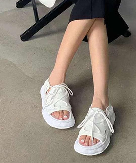 White Faux Leather Walking Sandals Cross Strap Water Sandals AT-LX210628