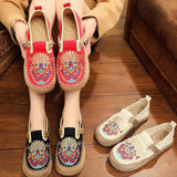 Women  Flats Black Embroideried Cotton Fabric Flats Shoes PDX210630
