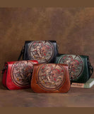 Women Brown constellation Paitings Calf Leather Satchel Handbag BGS220210