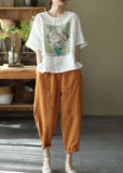Women Caramel High Waist Solid Color Linen Harem Pants Summer GK-CPTS220804