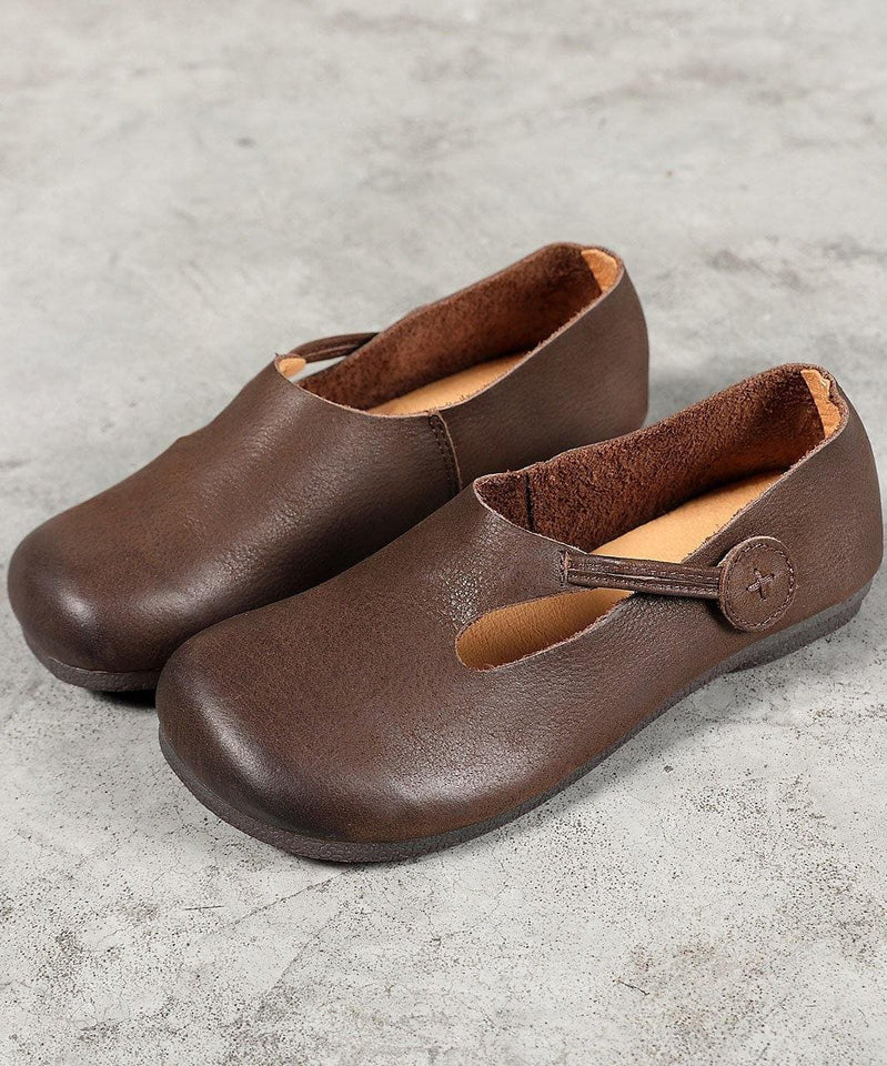 Women Chocolate Flat Shoes For Women Cowhide Leather PDX210706