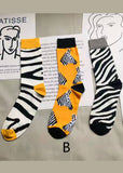 Women Jacquard Paitings Cotton Mid Calf Socks dylinoshop