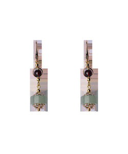 Women Red Gem Stone And Jade 14K Gold Drop Earrings Jew-EAR220805