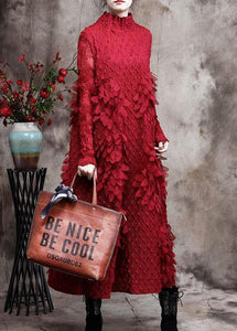 Red Feather Spring Maxi Dress Plus Size Long Dresses ZS-FDL210209
