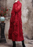 Red Feather Spring Maxi Dress Plus Size Long Dresses ZS-FDL210209