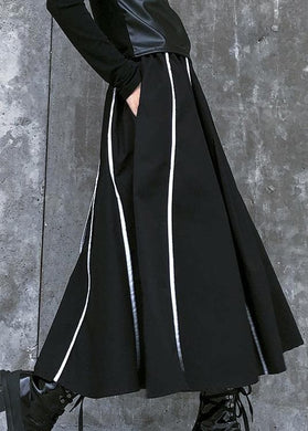 Women's Retro skirt high waist large black striped skirt new AT-SKTS201228