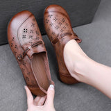 Women's Casual Shoes GCSK19 Leather Flats Comfortable Handmade Sandals Touchy Style